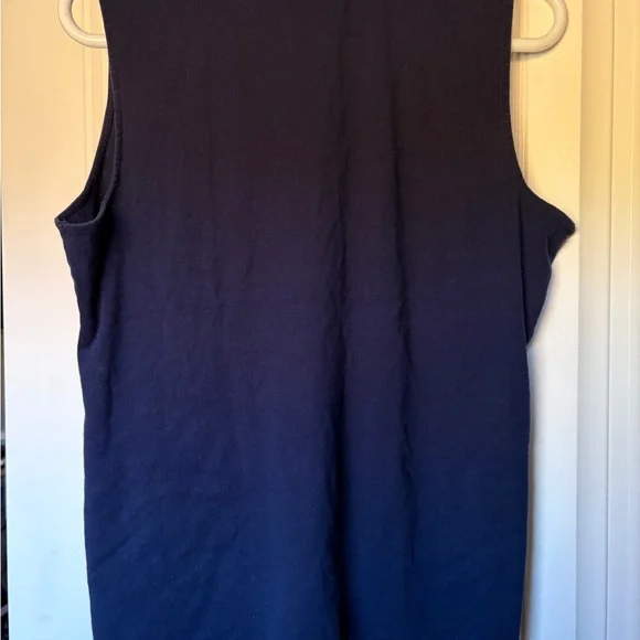 Chaps Navy Sleeveless Ruffle Top - Picture 2 of 3